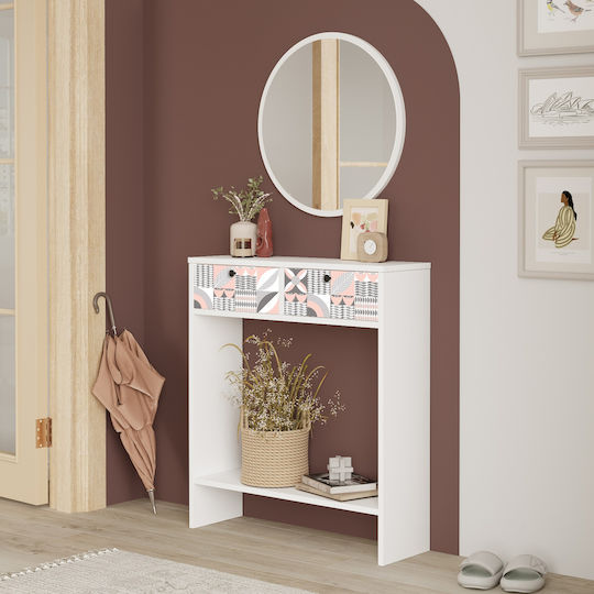 Orkney Konsolemit Spiegel Λευκό/πεύκο L80.4xB24.8xH90cm