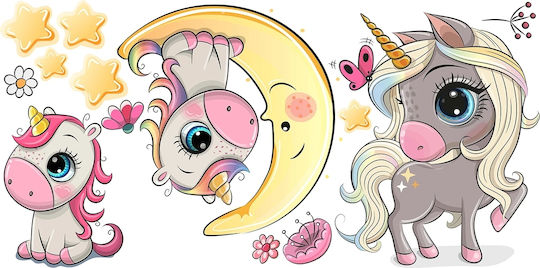 Kids Stickers Colorful Unicorns Fairy Tale Children's Decoration 60x120