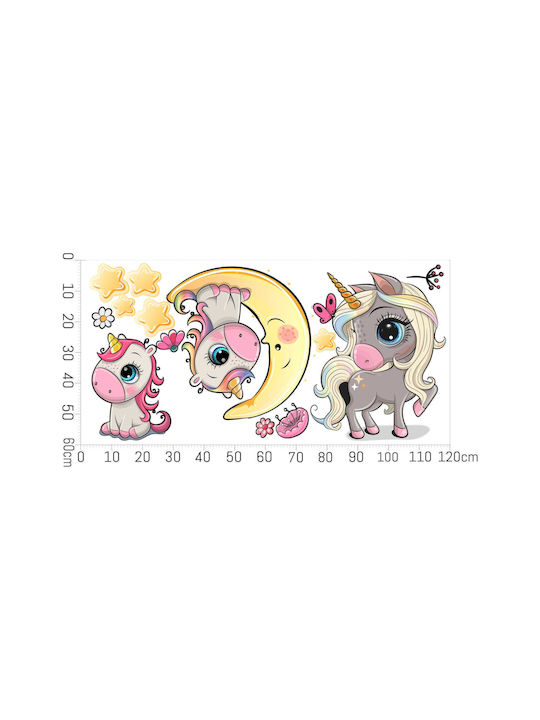 Autocolante pentru copii Unicorni colorati Poveste de basm Decor pentru copii 60x120