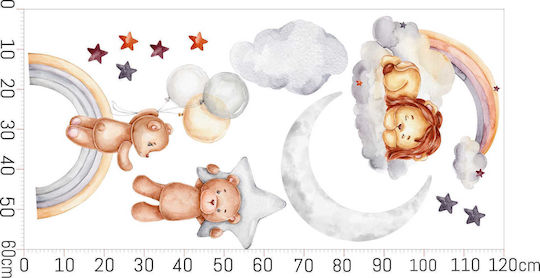 Kids Wall Stickers Bears Stars Clouds Wall Decoration 60x120
