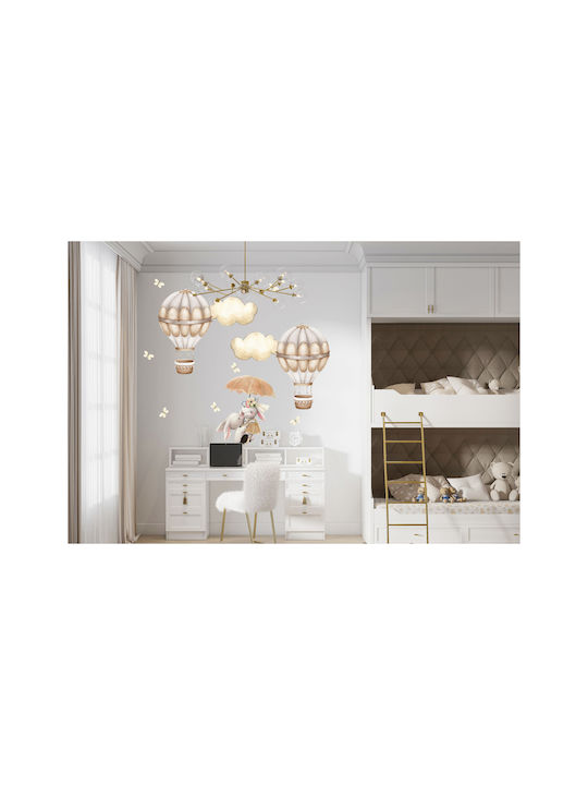 Kinder Wandsticker Hase Wolken Ballons Beige 120x240