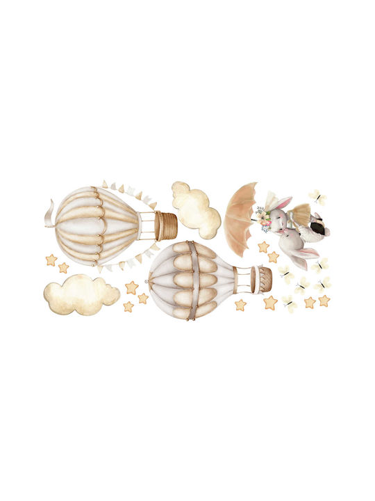 Kinder Wandsticker Hase Wolken Ballons Beige 120x240