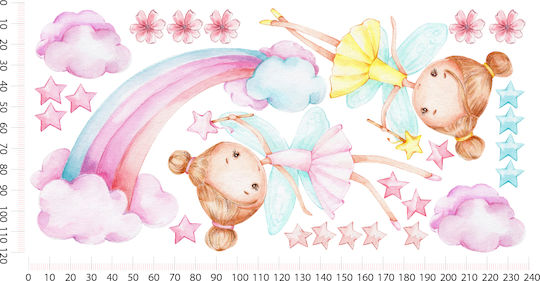 Feen Kinder Wandsticker Kinderzimmer Dekoration Rosa 120x240