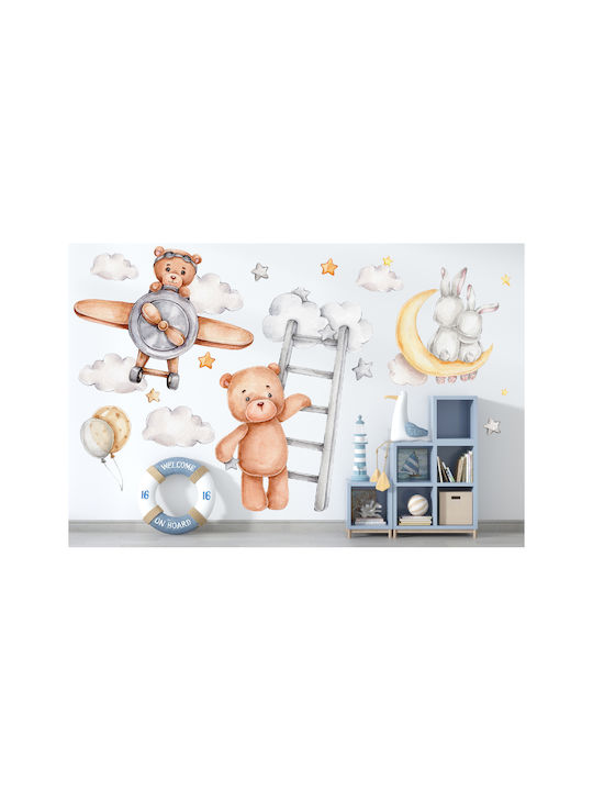 Kids Room Stickers Bear Beige Grey Decoration 100x200