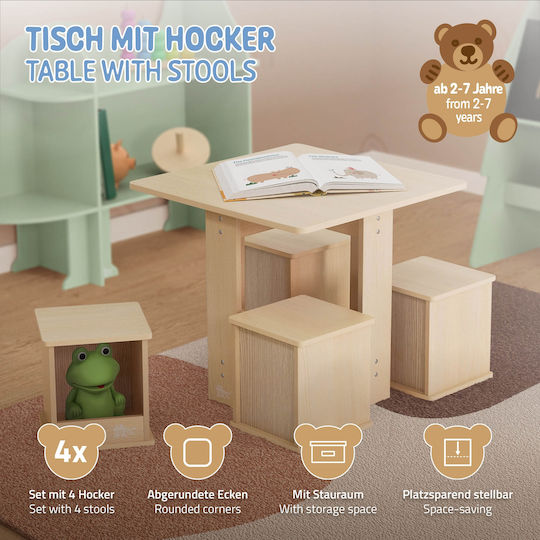 Kids Table and Chairs Set Brown Joyz