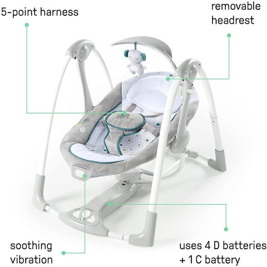 Ingenuity ConvertMe Swing 2 Електрически Релакс Бебе Сив