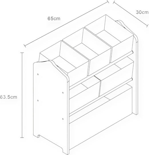 Система за съхранение на играчки Син 63x30x60см 1бр