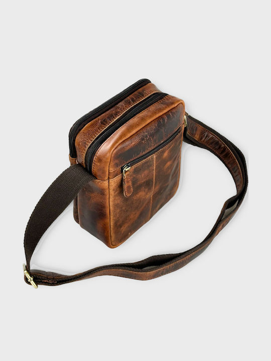 Leder Herrentasche Schulter / Crossbody Tabac Braun