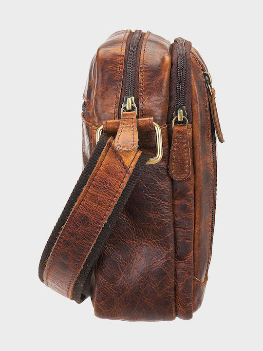 Leder Herrentasche Schulter / Crossbody Tabac Braun