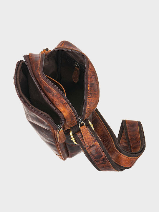 Leder Herrentasche Schulter / Crossbody Tabac Braun