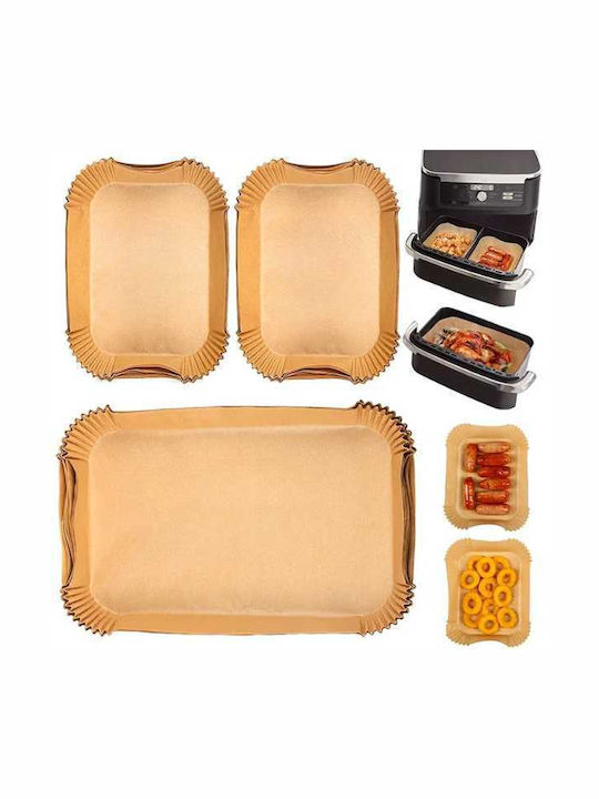 Mercaton Set 50 Baking Frying Papers Airfryer Double Layer Rectangular Shape 40 G/m² 14 X 22 Cm