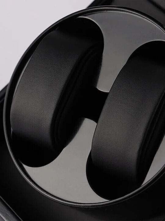 Leather Watch Winder 2 with Transparent Cap Black