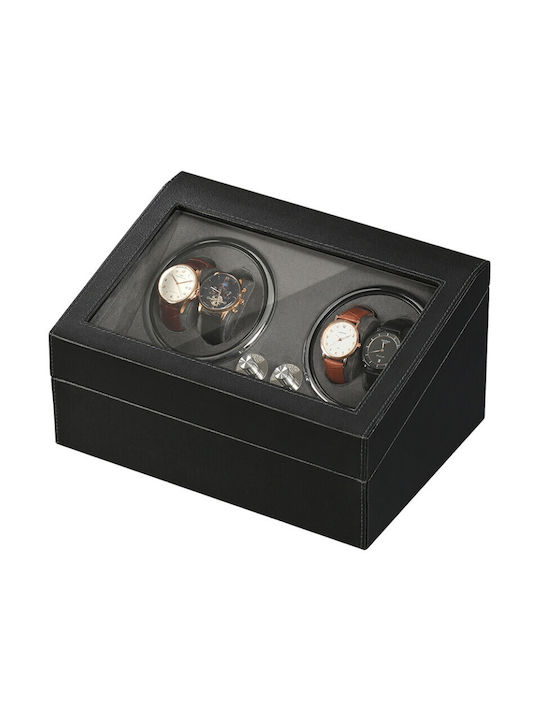 Cutie Întors Ceasuri Iuni Watch Winder 4 + 6 Spații de Depozitare Piele Ecologică Neagră