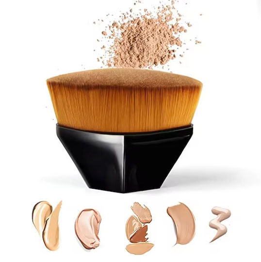 Silberner Kabuki Foundation Pinsel Zola Ergonomisches Design Kunststoff Synthetische Borsten 6 cm Schwarz