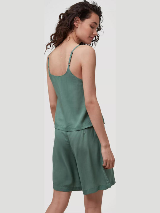 Women's Summer Blouse with Straps & V Neckline Khaki