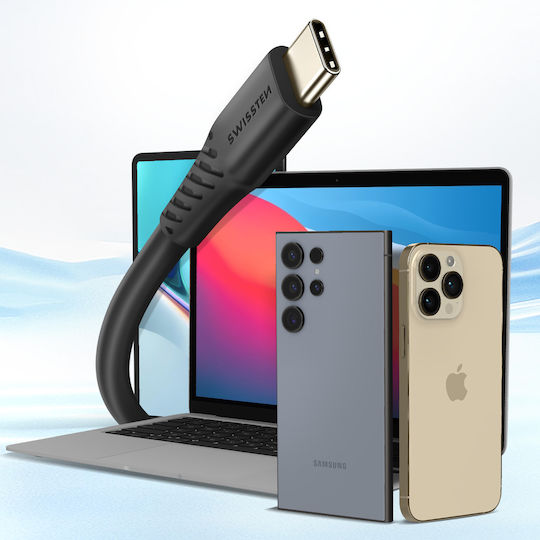 Swissten USB-C zu USB-C 100W Ultra-Schnellladekabel Synchronisationskabel 2,5m Schwarz