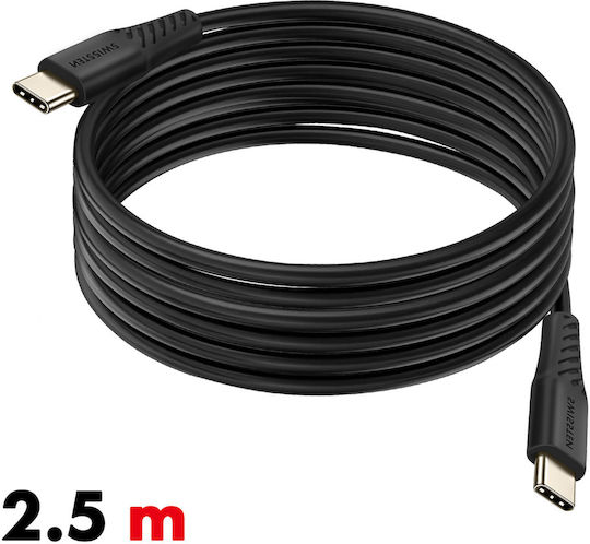 Swissten USB-C zu USB-C 100W Ultra-Schnellladekabel Synchronisationskabel 2,5m Schwarz