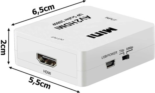 Mini Av Rca La Hdmi Vga Zola Full Hd 1080p Stereo Video Audio Usb Cablu De Alimentare Alb