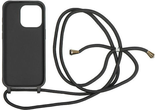 Mobile Origin Back Cover Σιλικόνης / Πλαστικό με Λουράκι Μαύρο (iPhone 15 Pro)