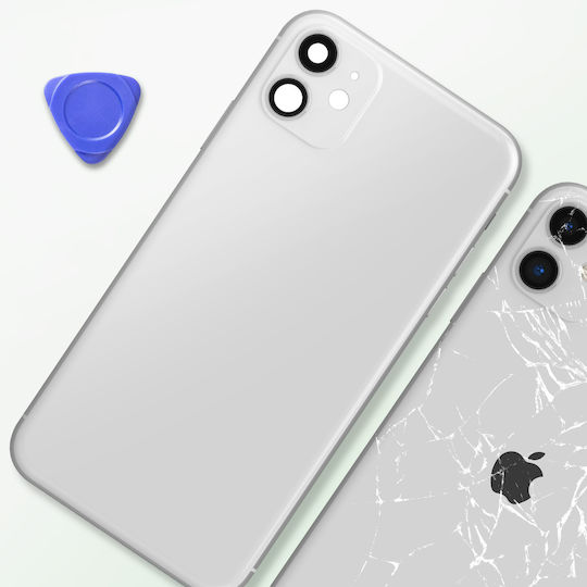 Clappio Rahmen + Akkudeckel iPhone 11 Rückfenster Weiß Hellgrau