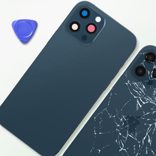Clappio Frame + Battery Cover Iphone 12 Pro Pacific Blue Rear Window Royal Blue