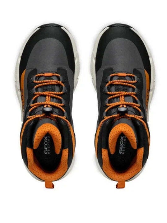 J Flexyper Plus Leather Kids Boots with Laces Gray