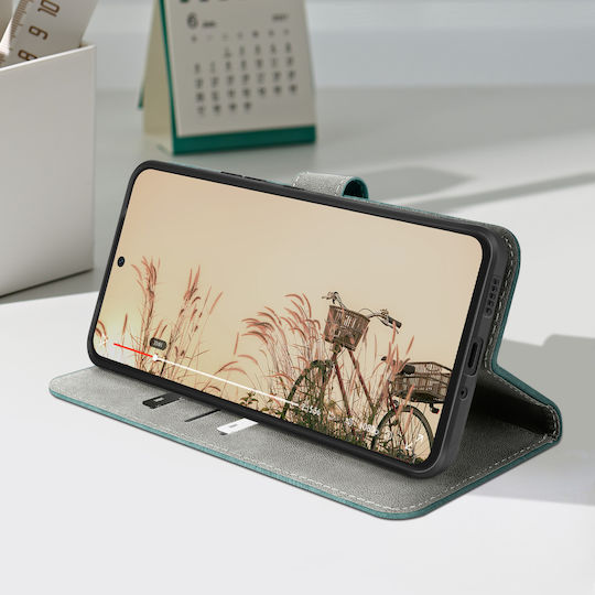 Avizar Hülle Huawei Nova 12i Gebürstete Effekt Wallet Stand Dunkelgrün