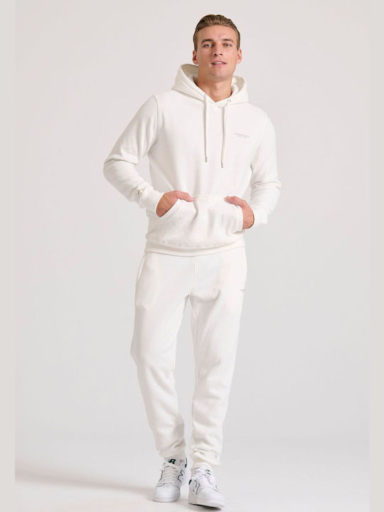 Funky Buddha Men's Sweatshirt with Hood and Pockets White