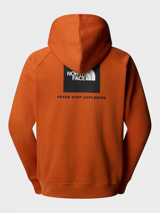 Raglan Box Φούτερ με Κουκούλα Πορτοκαλί