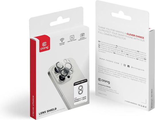 Crong Lens Shield Camera Protection Tempered Glass Transparent for the iPhone 16, iPhone 16 Plus