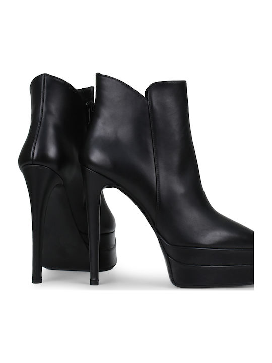 Leder Stiefeletten Damen Schwarz