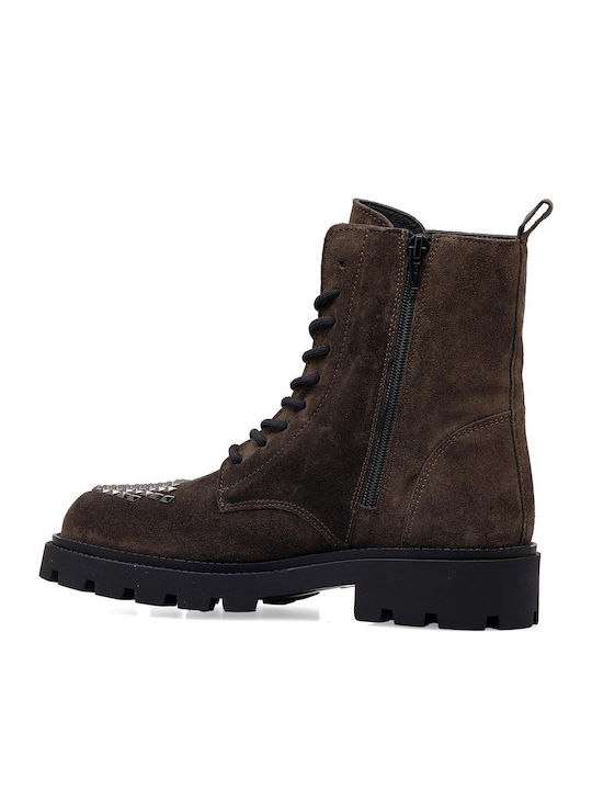Wildleder Stiefeletten Damen Braun