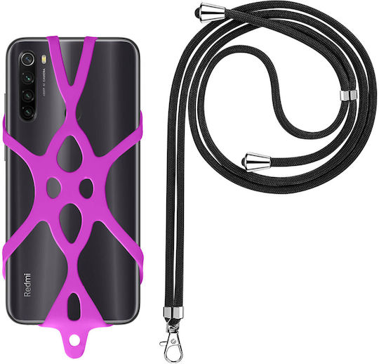 Universal Smartphone Cord Silicone Extendable Adjustable 90cm Purple