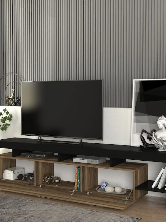 TV Stand Wooden Acnes Black - Karydi L220xW40xH52cm