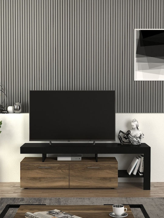 TV Stand Acnes Black - Walnut L160xW40xH53cm