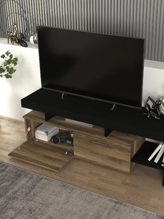 TV Stand Acnes Black - Walnut L160xW40xH53cm