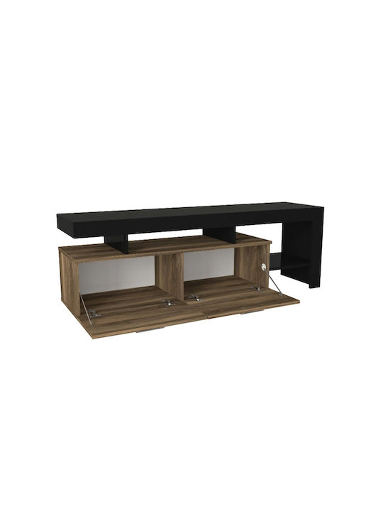 TV Stand Acnes Black - Walnut L160xW40xH53cm