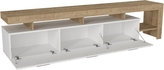 Елемент За Телевизор Acnes Бял - Сапфирен Дъб М220xД40xВ52cm