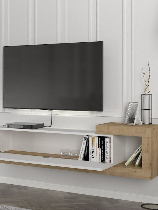 TV Stand White - Sapphire Oak L150xW29.6xH38.6cm