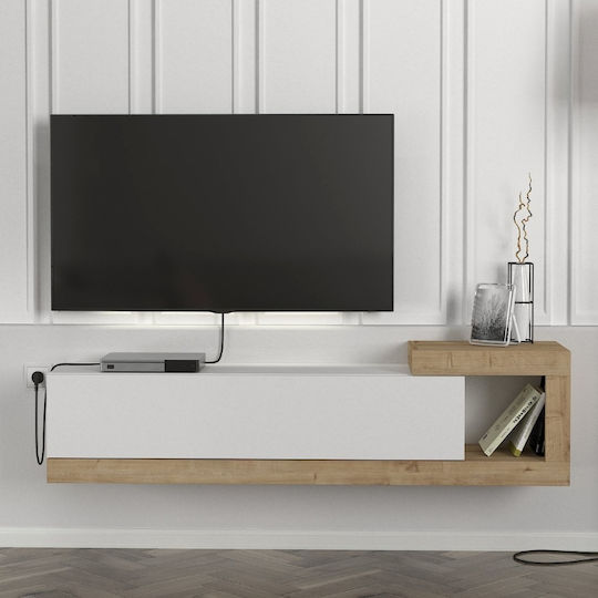 TV-Ständer Volare Weiß - Sapphire Eiche M150xT29.6xH38.6cm