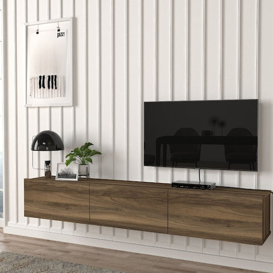 TV Stand Damla from Metal & Wood with LED Lighting Walnut L180xW29.5xH29.5cm