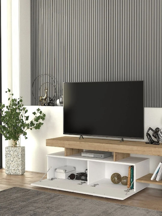 TV-Möbel Hölzernes Acnes White - Sapphire Oak L160xB40xH53cm