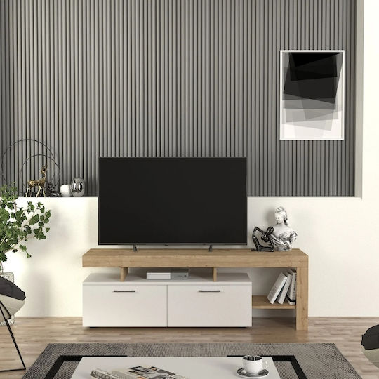 Έπιπλο Τηλεόρασης Acnes Λευκό - Sapphire Oak Μ160xΠ40xΥ53cm