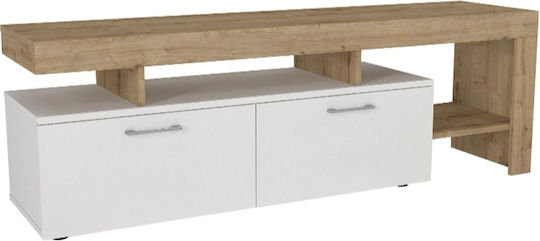 Έπιπλο Τηλεόρασης Acnes Λευκό - Sapphire Oak Μ160xΠ40xΥ53cm