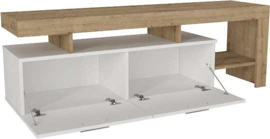 Έπιπλο Τηλεόρασης Acnes Λευκό - Sapphire Oak Μ160xΠ40xΥ53cm