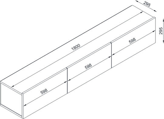 TV Stand Damla Made of Metal & Wood with LED Lighting White Marble Effect L180xD29.5xH29.5cm