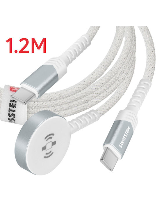 Swissten Magnetic Charger Cable for Apple Watch and Usb-c Usb-c Connector White