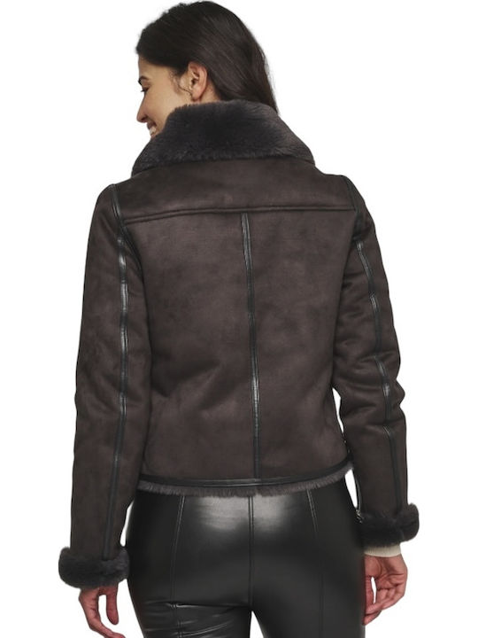 Μουτόν Γυναικείο Biker Jacket Γκρι