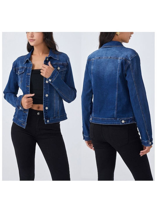 Women's Short Jean Jacket for Spring or Autumn Blue
