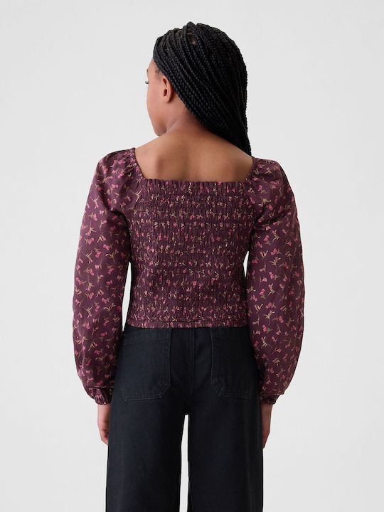Kids' Crop Top Long Sleeve Burgundy